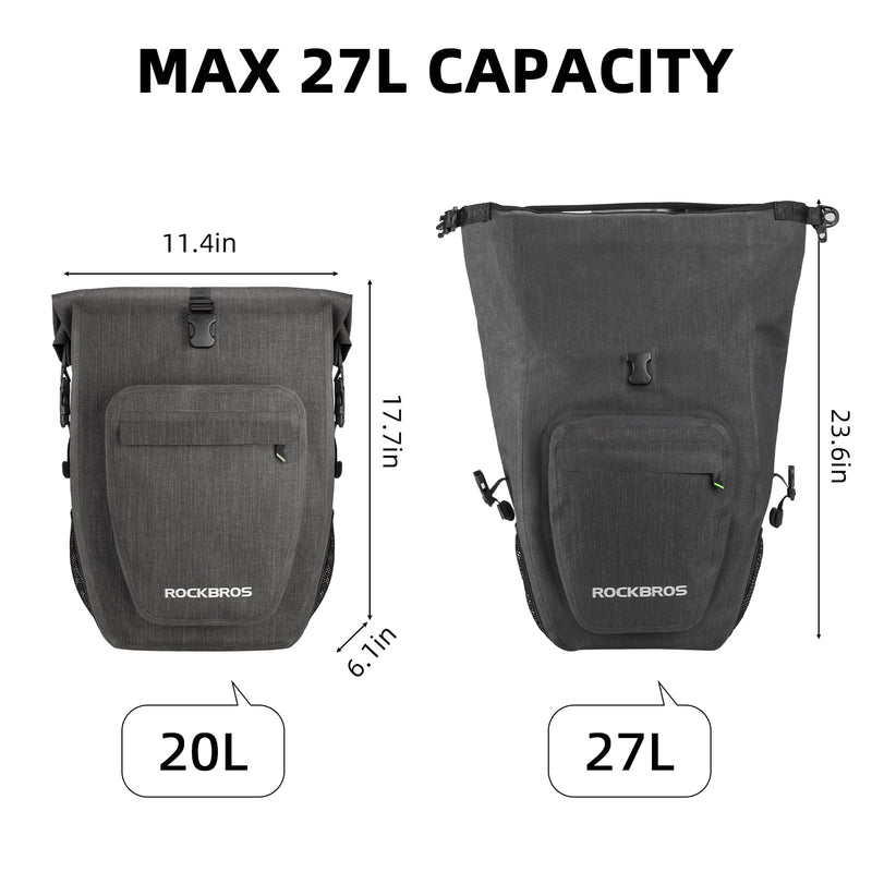 Load image into Gallery viewer, ROCKBROS 27L Waterproof Bike Pannier Bag Grocery Touring Cycling Large Capacity Rear Rack Bag
