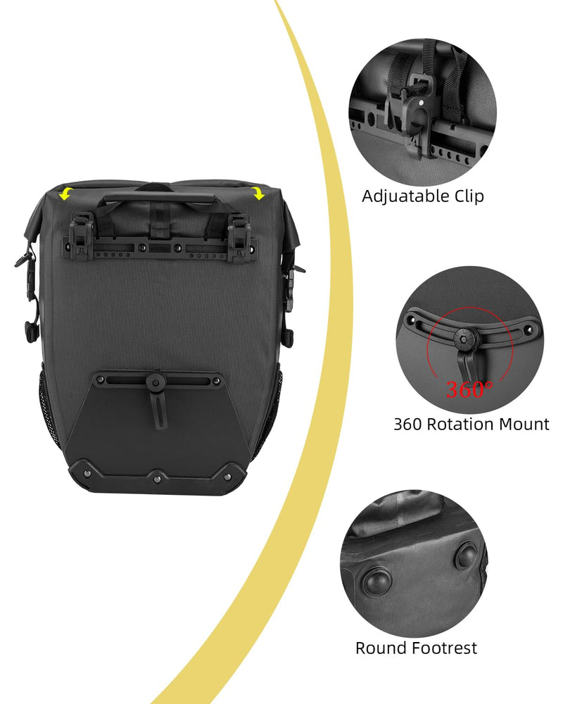 Load image into Gallery viewer, ROCKBROS 27L Waterproof Bike Pannier Bag Grocery Touring Cycling Large Capacity Rear Rack Bag
