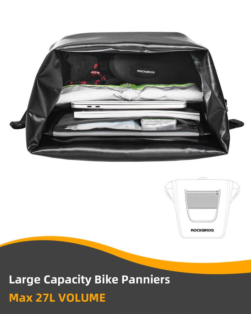 Load image into Gallery viewer, ROCKBROS 27L Waterproof Bike Pannier Bag Grocery Touring Cycling Large Capacity Rear Rack Bag
