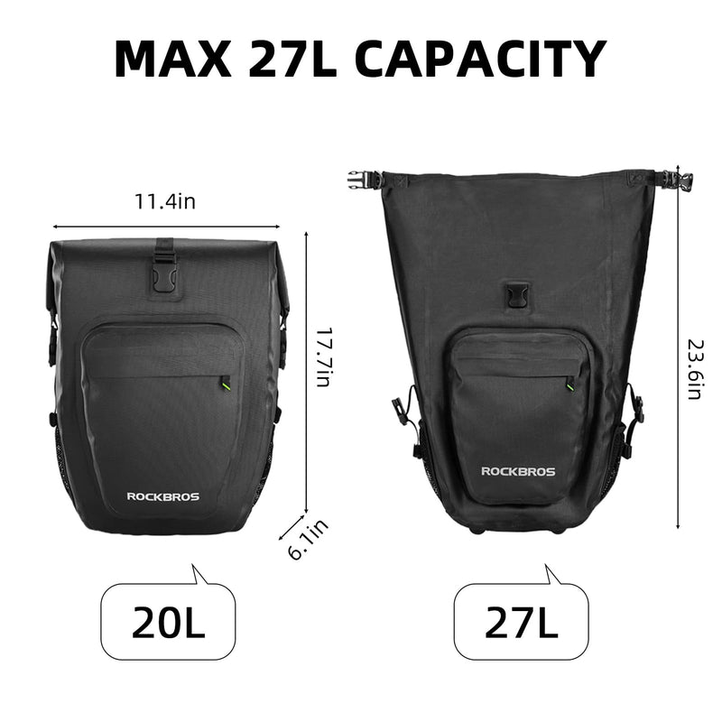 Load image into Gallery viewer, ROCKBROS 27L Waterproof Bike Pannier Bag Grocery Touring Cycling Large Capacity Rear Rack Bag
