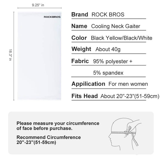 ROCKBROS Cooling Neck Gaiter Face Mask Fishing Scarf Face Cover for Men Women