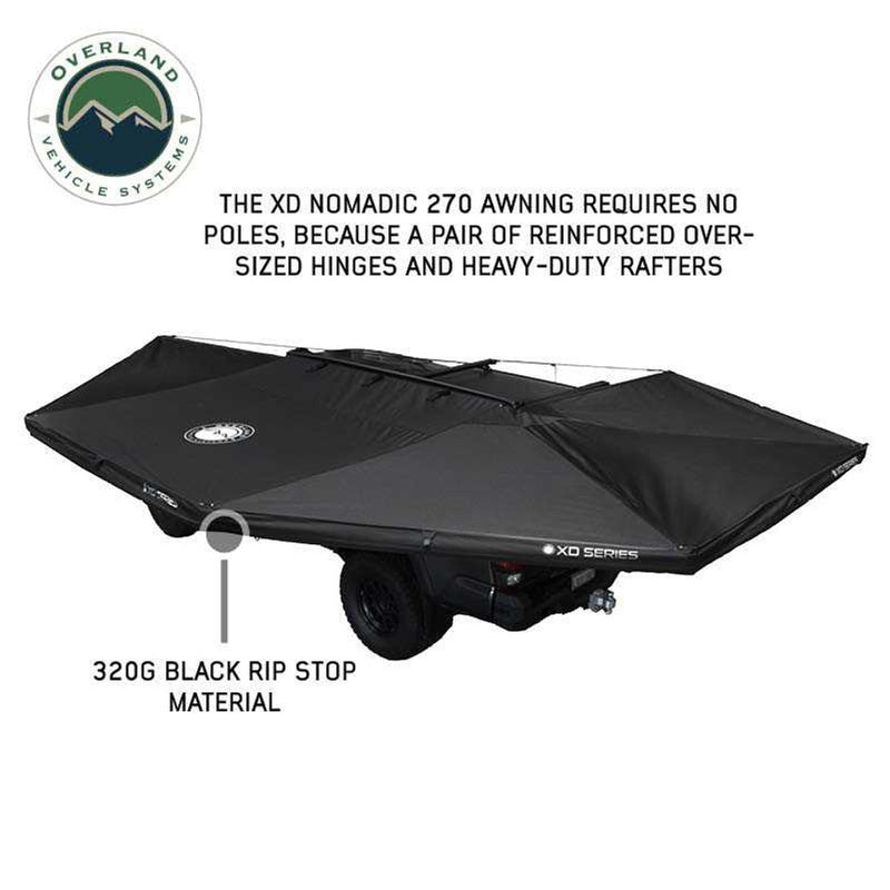 Load image into Gallery viewer, OVS XD Nomadic 270 Degree Awning W/Lights &amp; Black Out - Black Body, Grey Trim &amp; Black Travel Cover
