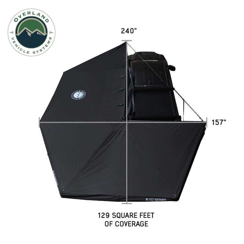 Load image into Gallery viewer, OVS XD Nomadic 270 Degree Awning W/Lights &amp; Black Out - Black Body, Grey Trim &amp; Black Travel Cover
