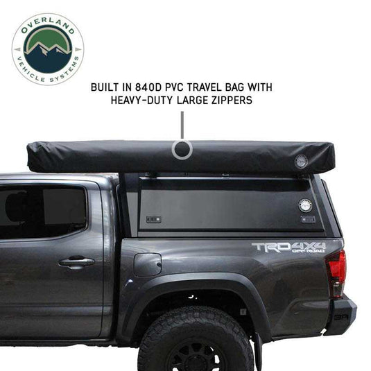 OVS XD Nomadic 270 Degree Awning W/Lights & Black Out - Black Body, Grey Trim & Black Travel Cover