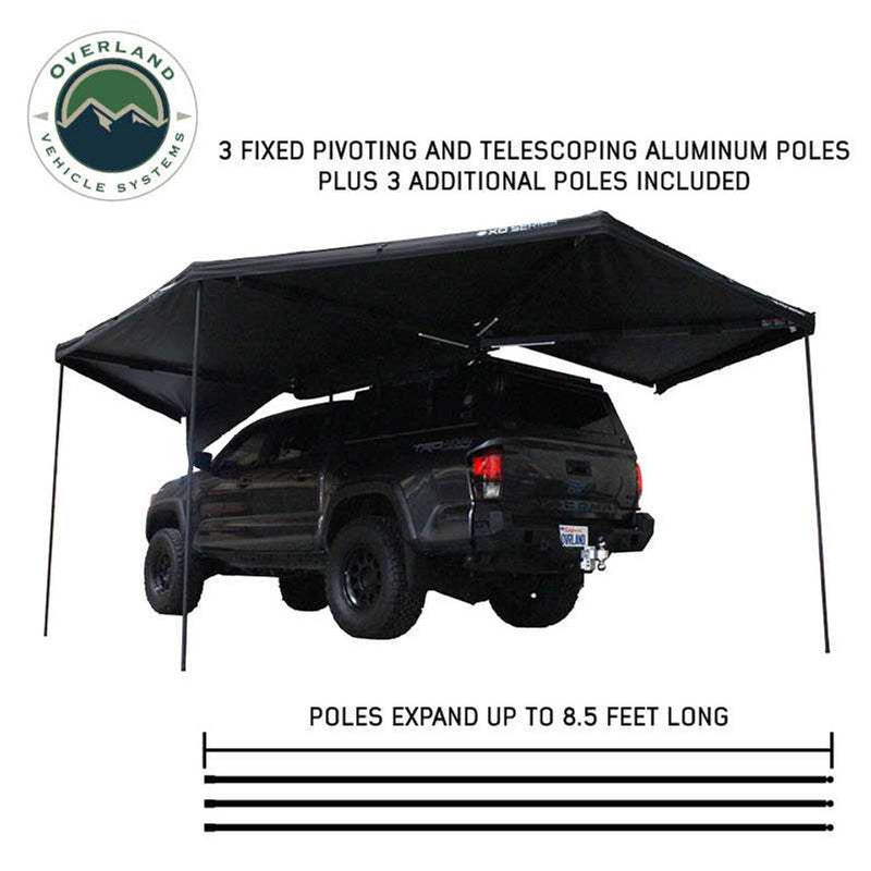 Load image into Gallery viewer, OVS XD Nomadic 270 Degree Awning W/Lights &amp; Black Out - Black Body, Grey Trim &amp; Black Travel Cover
