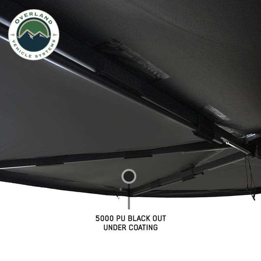 OVS XD Nomadic 270 Degree Awning W/Lights & Black Out - Black Body, Grey Trim & Black Travel Cover