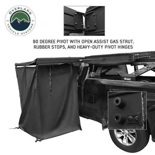 OVS XD Nomadic 90 Degree Pivot Shower Awning - Quick Deploying w/Light Strip & Black Out