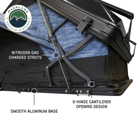 Overland Vehicle Systems XD Atlas Cantilever ABS Hard Shell Roof Top Tent, Blue Body & Black Rainfly