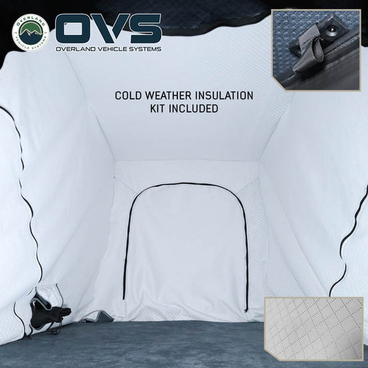 Overland Vehicle Systems XD K2 Clam Shell Pop Up 2 Person Aluminum Hard Shell Roof Top Tent, Blue Body & Black Rainfly