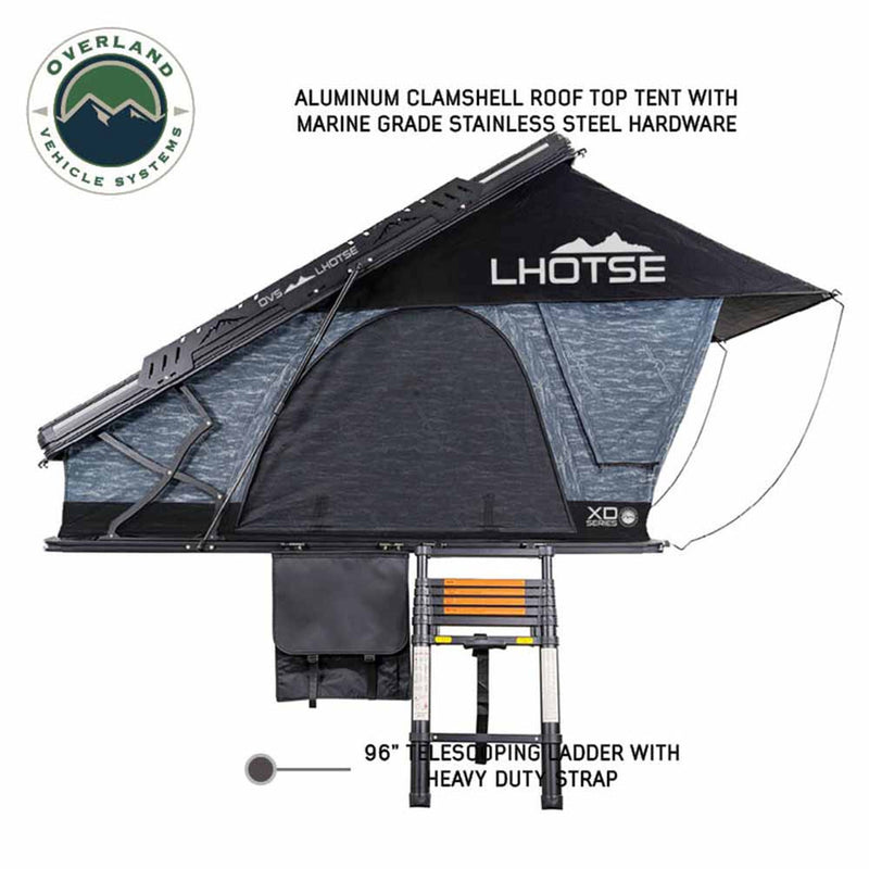 Load image into Gallery viewer, OVS XD Lhotse Clam Shell Aluminum Hard Shell Roof Top Tent, Blue Body &amp; Black Rainfly
