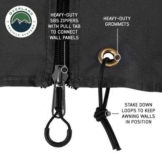 OVS XD Nomadic 180 LTE Awning Walls - Black Fabric and Trim - Universal