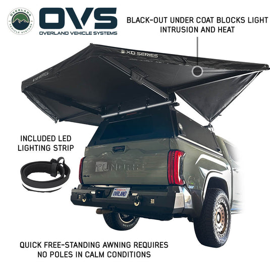 Overland Vehicle Systems XD Nomadic 315 Degree Awning - Black Fabric and Travel Cover