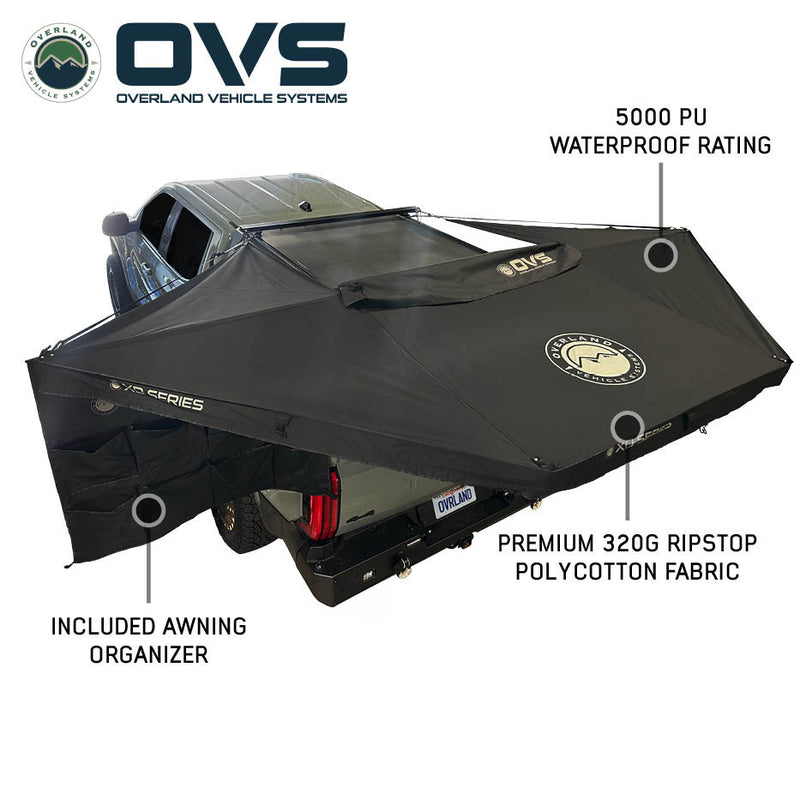 Load image into Gallery viewer, Overland Vehicle Systems XD Nomadic 315 Degree Awning - Black Fabric and Travel Cover
