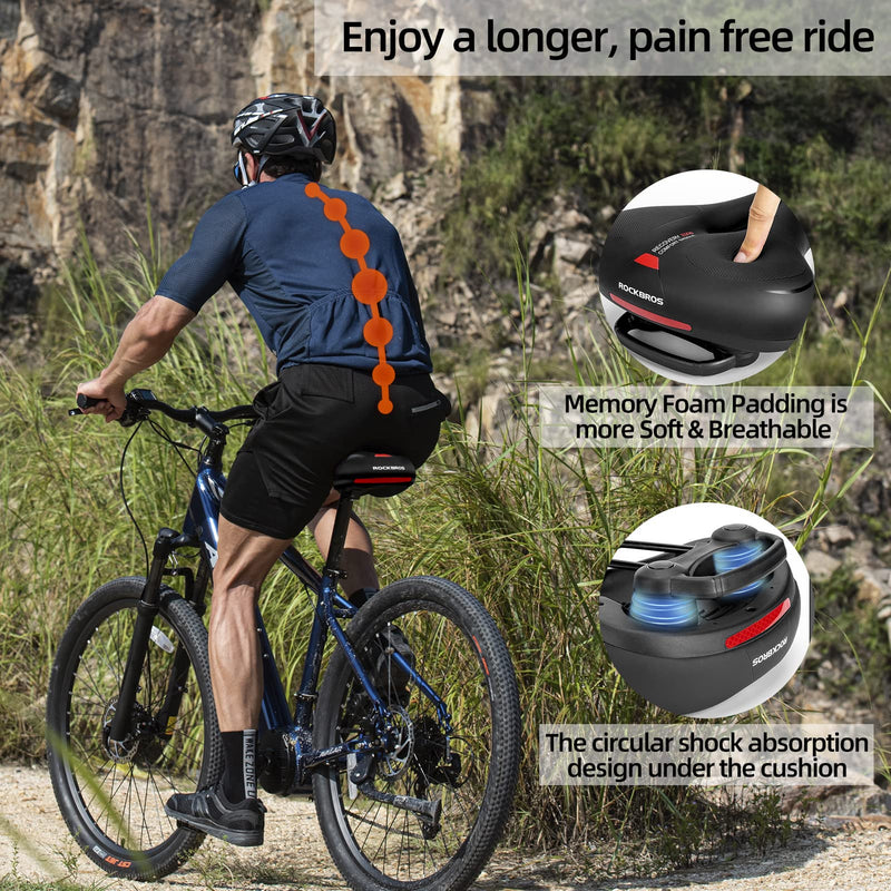 Load image into Gallery viewer, ROCKBROS Comfort Bike Saddle Soft Wide Seat for Men Women with Shock Absorption
