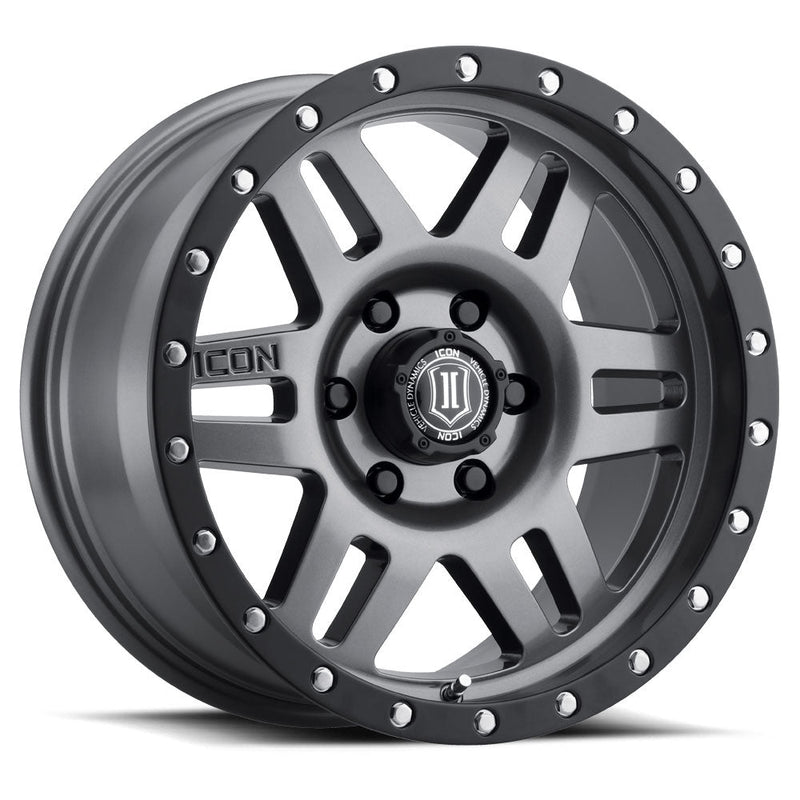 Load image into Gallery viewer, ICON Vehicle Dynamics Six Speed wheel in gunmetal with black ring
