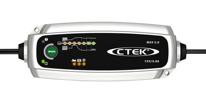 Front Runner CTEK Battery Charger MXS 3.8 with indicator lights for efficient vehicle battery charging and maintenance.