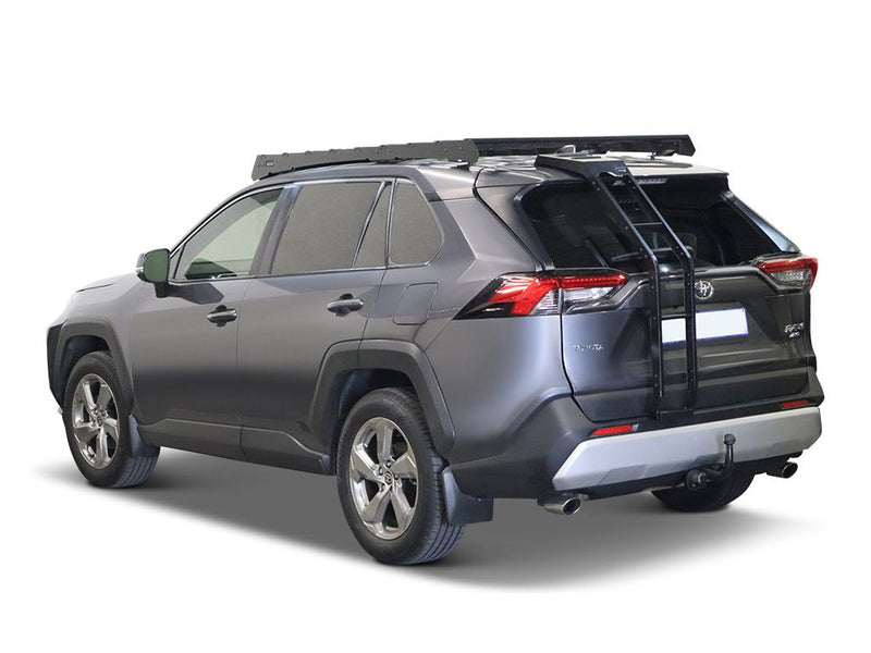 Load image into Gallery viewer, Alt text: &quot;Gray 2019 Toyota RAV4 equipped with a Front Runner ladder attached to the rear door, isolated on a white background.&quot;

