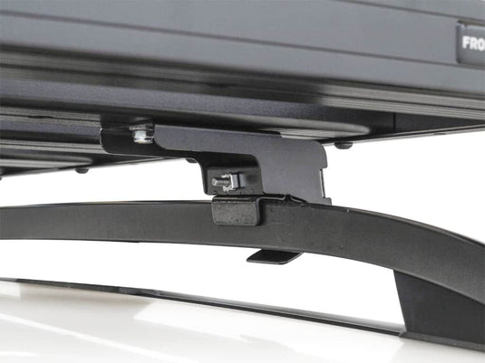 Close-up of the Front Runner Slimline II Roof Rail Rack mounting bracket for Jeep Cherokee KL 2014-Current models