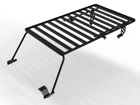 Front Runner Extreme Slimline II Roof Rack Kit designed for 2018-Current Jeep Wrangler JL 4 Door model on a white background.