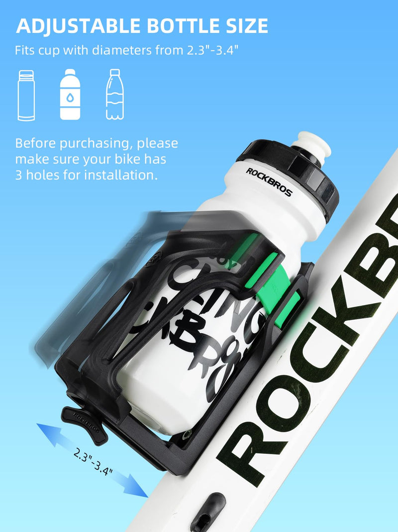Load image into Gallery viewer, ROCKBROS Adjustable Water Bottle Holder for 2.3-3" Bottles, Bike &amp; Motorcycle Mount
