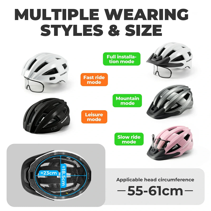 Load image into Gallery viewer, Bike Helmet with Photochromic Visor USB Rechargeable Tail Light
