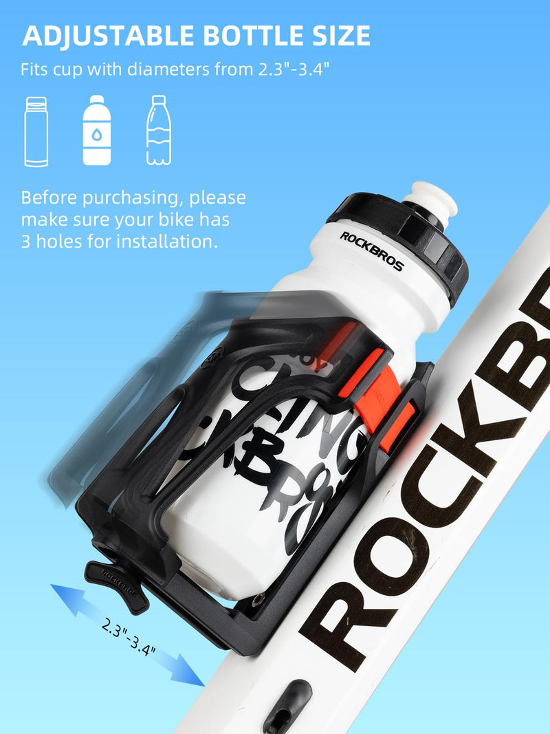 Load image into Gallery viewer, ROCKBROS Adjustable Water Bottle Holder for 2.3-3" Bottles, Bike &amp; Motorcycle Mount
