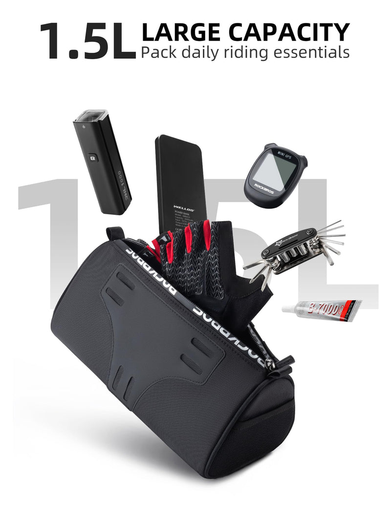 Load image into Gallery viewer, ROCKBROS 1.5L Bike Handlebar Bag - Reflective Front Handlebar Bag for MTB  Road Bikes
