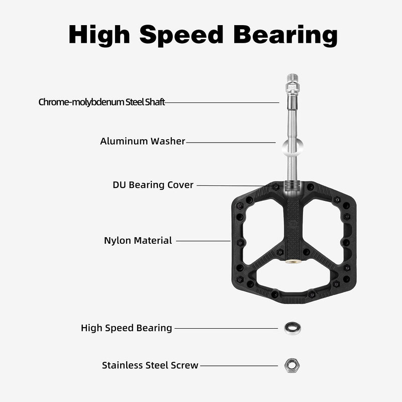 Load image into Gallery viewer, ROCKBROS Mountain Bike Pedals Flat MTB Pedals Nylon Fiber Bicycle Platform Pedals
