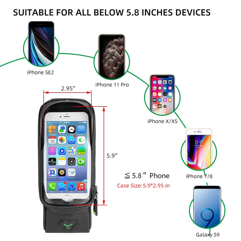 Load image into Gallery viewer, ROCKBROS Bike Phone Mount Bag Waterproof Bike Phone Front Frame Bag under 5.8"/ 6.5"
