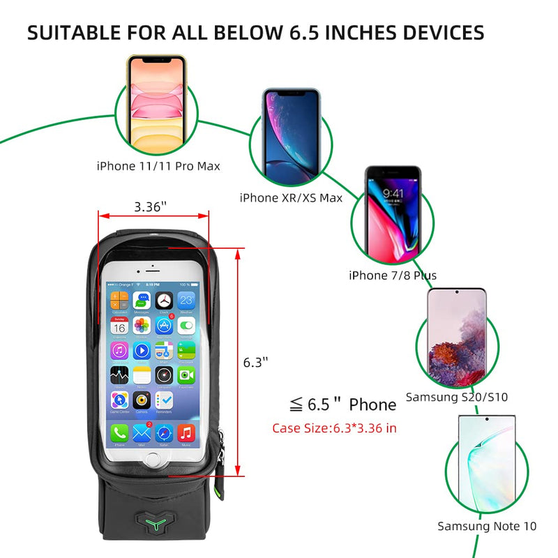 Load image into Gallery viewer, ROCKBROS Bike Phone Mount Bag Waterproof Bike Phone Front Frame Bag under 5.8"/ 6.5"

