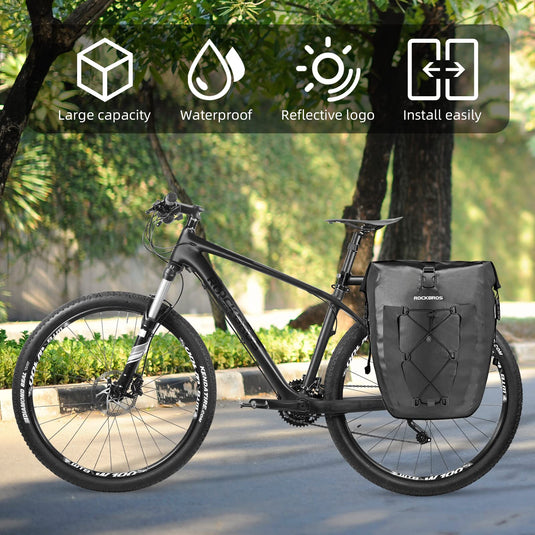ROCKBROS Waterproof 27L Large Capacity Bike Rear Rack Bicycle Pannier Bag Waterproof