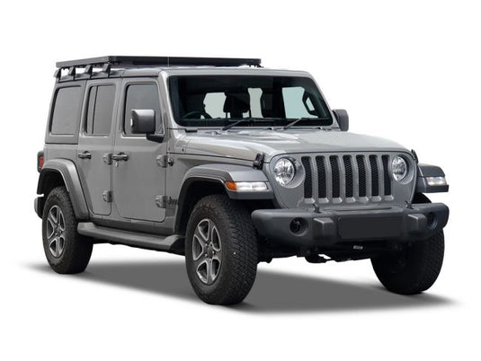 2018 Jeep Wrangler JL 4 Door with Slimline II 1/2 Roof Rack Kit installed, side view