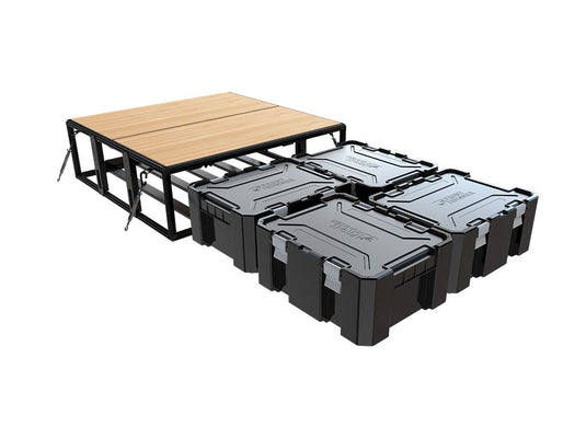 Alt text: inchFront Runner 4 Wolf Pack Pro storage boxes and slimline roof rack kit, durable vehicle storage solution, asymmetric design.inch