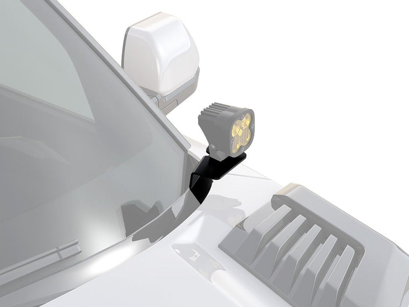 Load image into Gallery viewer, Front Runner Toyota Tundra/Sequoia 3rd Gen Ditch Mount A-Pillar Light Brackets installed on vehicle, showcasing the sleek design and positioning near the windshield.
