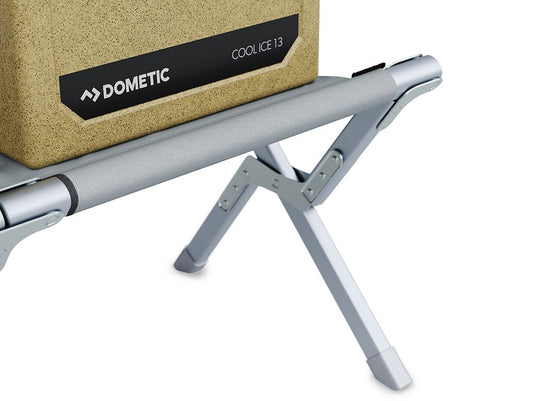 Alt text: "Dometic Go Compact Camp Bench in silt color, featuring durable construction and sleek design, ideal for outdoor seating and camping comfort."