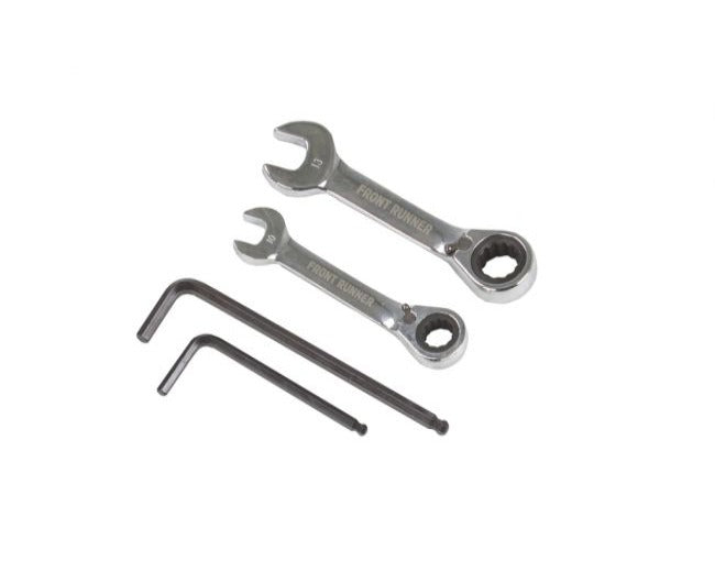 Load image into Gallery viewer, Front Runner 4 Piece Tool Kit including two combination wrenches and two hex keys on a white background
