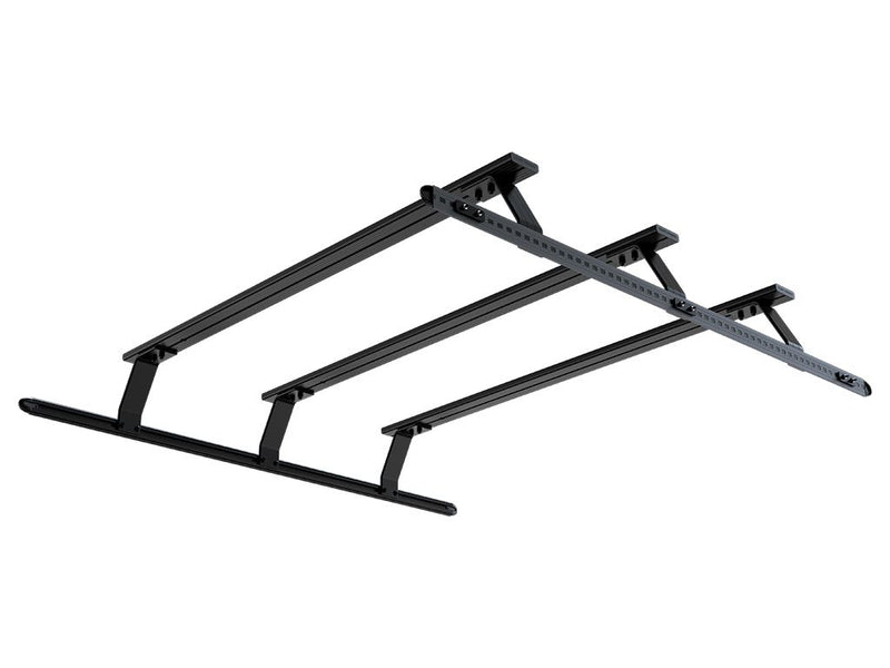 Load image into Gallery viewer, Front Runner Triple Load Bar Kit for Ram 1500 6.4&#39; Quad Cab 2009-Current model, sturdy black cargo carrier bars isolated on white background.
