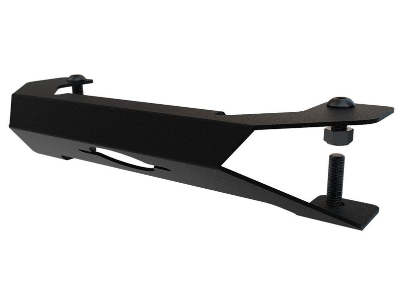 Load image into Gallery viewer, Alt text: &quot;Front Runner Rack Handle Bracket in black powder-coated steel for vehicle roof rack systems, side angle view&quot;
