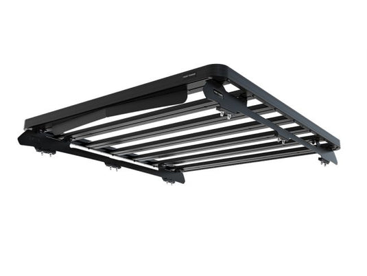 Front Runner Slimline II Roof Rack Kit for Chevrolet Silverado/GMC Sierra 1500 Crew Cab 2014-2018 model, sleek black powder-coated finish