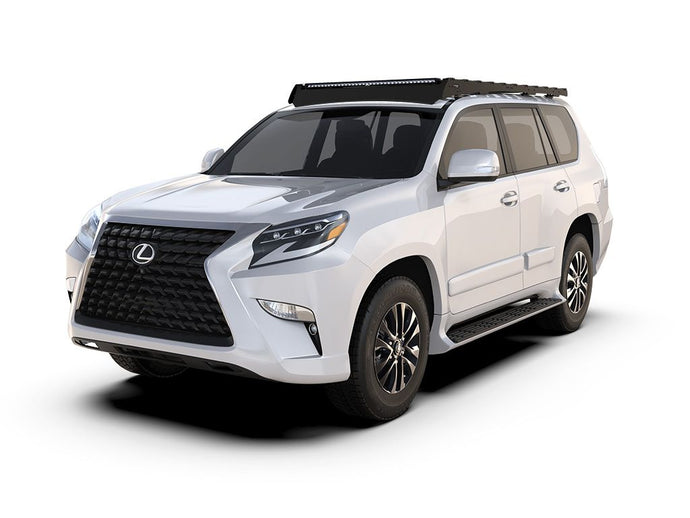 Front Runner Lexus GX 460 with Slimsport Roof Rack Kit and Lightbar, 2010-current model, viewed from a three-quarter angle on a white background.