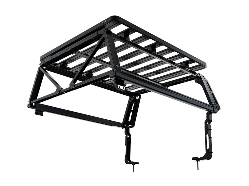 Load image into Gallery viewer, Alt text: &quot;Front Runner Pro Bed Rack Kit designed for 3rd Gen Toyota Tundra 4 Door CrewMax 2022-Current model, showcasing a robust black steel frame.&quot;
