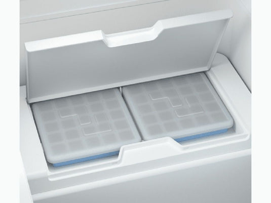 Alt text: "Interior view of Front Runner Dometic CFX3 55IM Cooler/Freezer displaying the Rapid Freeze Plate feature for efficient cooling."