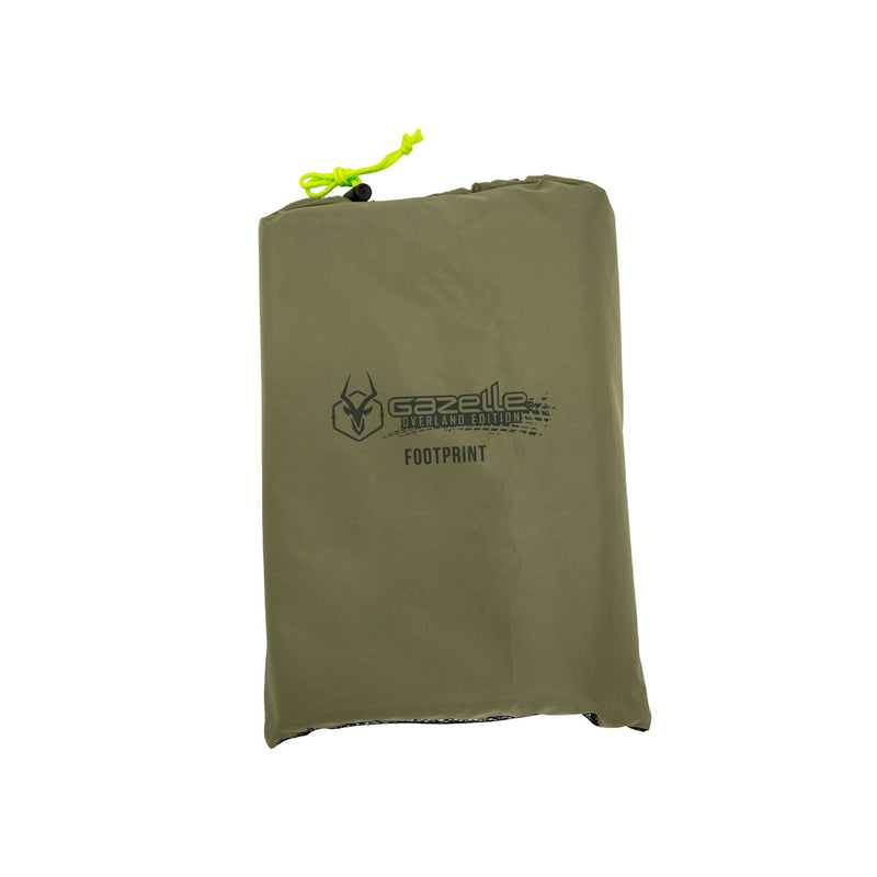 Load image into Gallery viewer, Gazelle T3 Tandem Tent Footprint packed in olive green bag with logo and drawstring

