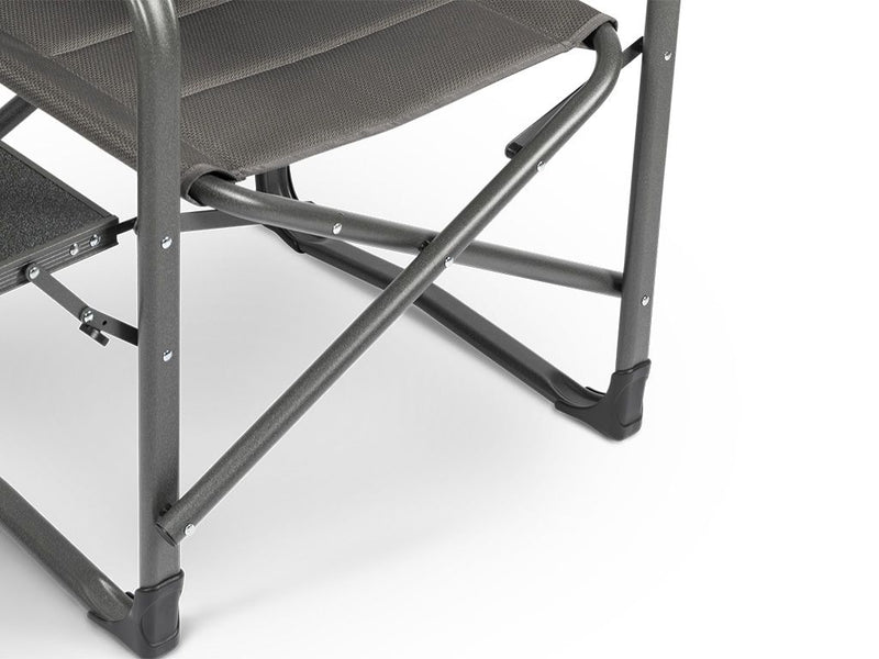 Load image into Gallery viewer, Close-up view of the sturdy aluminum frame and durable fabric seat of the Front Runner Dometic Forte 180 Folding Chair for outdoor use.
