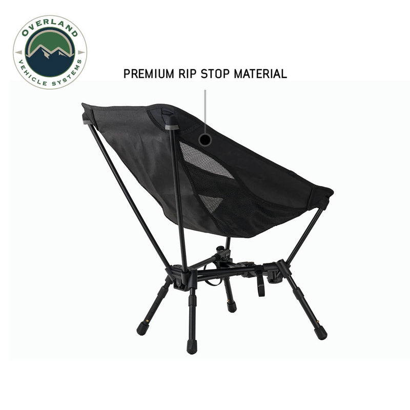 Load image into Gallery viewer, Alt text: &quot;Overland Vehicle Systems compact camping chair with collapsible aluminum frame and premium ripstop material, designed for outdoor activities.&quot;
