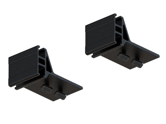 Front Runner Slimsport Side Mount Accessory Bracket Small in black, showing both angled and front views, suitable for vehicle rack customization.