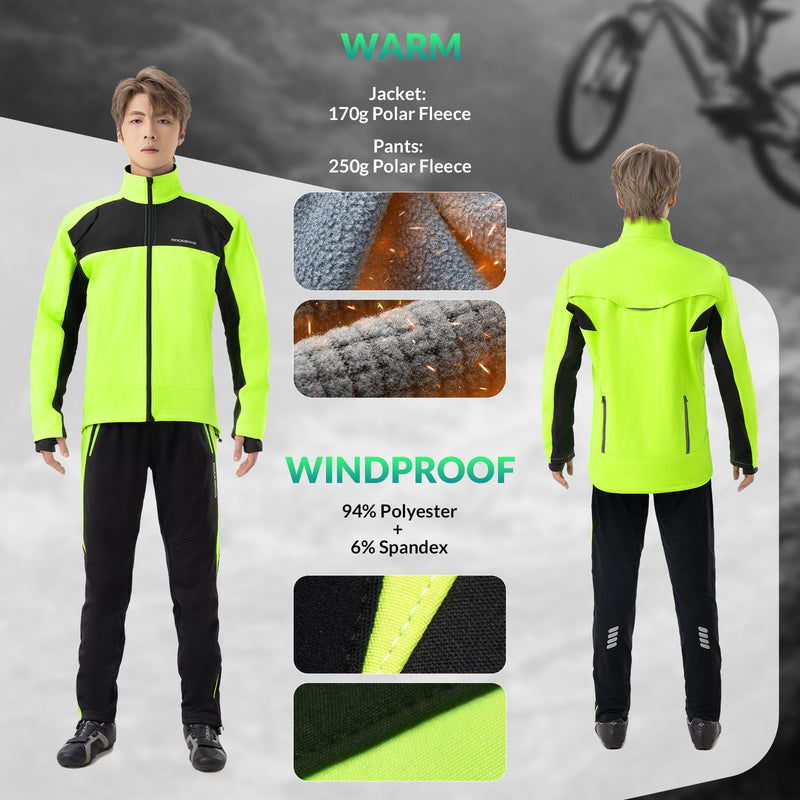 Load image into Gallery viewer, Cycling Jacket Pants Winter Suit Fluorescent Green
