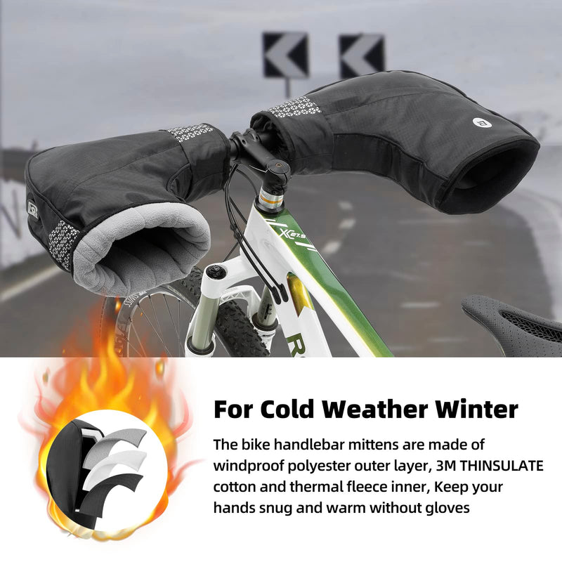 Load image into Gallery viewer, ROCKBROS Thinsulate Thermal Bike Handlebar Mittens - Cold Weather Pogies Cover Gloves
