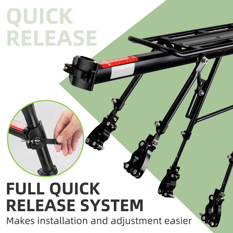 Load image into Gallery viewer, ROCKBROS Quick Release Rear Bike Cargo Rack, 55LB Capacity for 26”-29” MTB  E-Bikes
