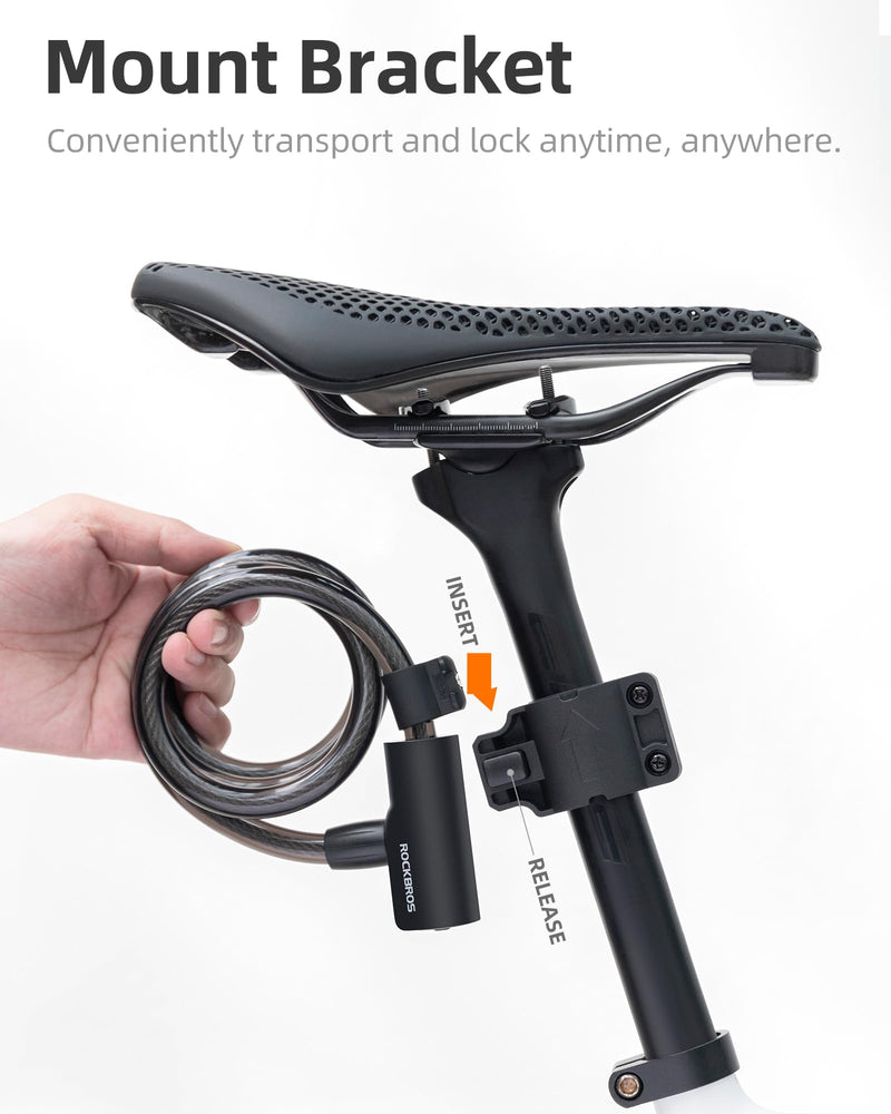 Load image into Gallery viewer, ROCKRBOS Bike Cable Lock with Key, ABS Lock Shell, 2 Keys &amp; 1 Mount Bracket
